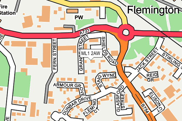 ML1 2AW map - OS OpenMap – Local (Ordnance Survey)