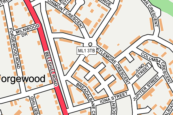 ML1 3TB map - OS OpenMap – Local (Ordnance Survey)