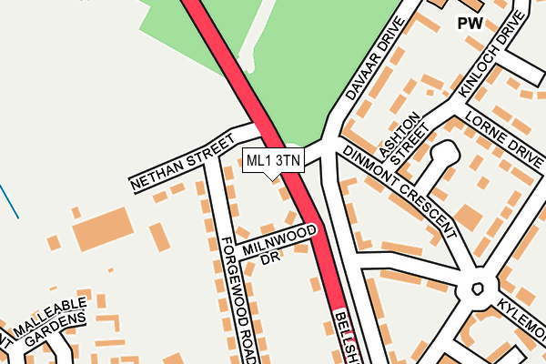 ML1 3TN map - OS OpenMap – Local (Ordnance Survey)