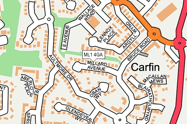 ML1 4GA map - OS OpenMap – Local (Ordnance Survey)