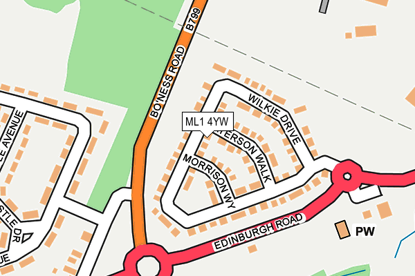 ML1 4YW map - OS OpenMap – Local (Ordnance Survey)
