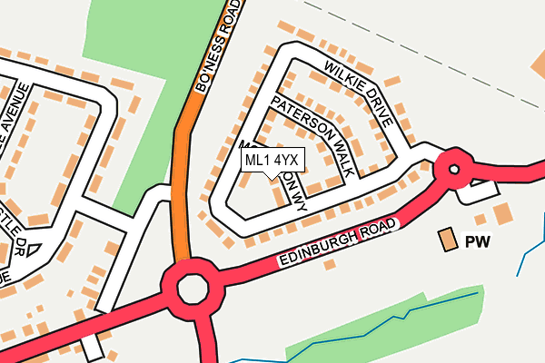 ML1 4YX map - OS OpenMap – Local (Ordnance Survey)