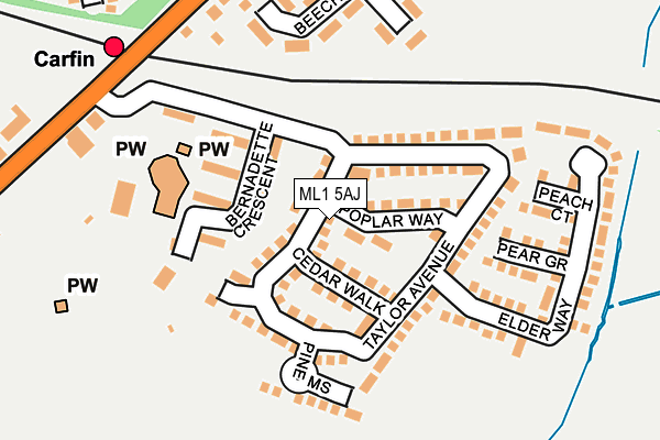 ML1 5AJ map - OS OpenMap – Local (Ordnance Survey)