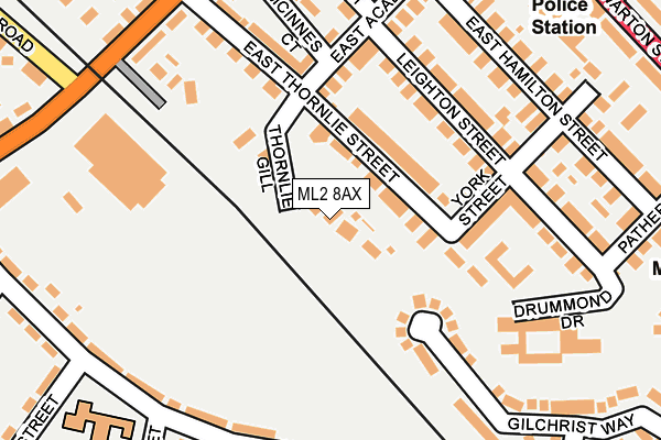 ML2 8AX map - OS OpenMap – Local (Ordnance Survey)