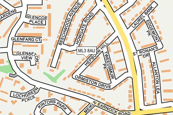 ML3 8AU map - OS OpenMap – Local (Ordnance Survey)