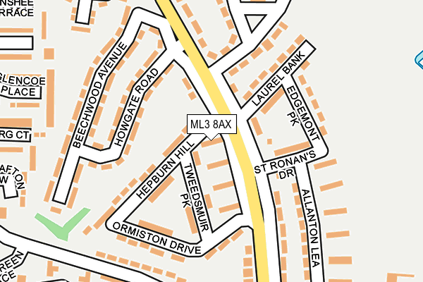 ML3 8AX map - OS OpenMap – Local (Ordnance Survey)