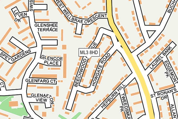 ML3 8HD map - OS OpenMap – Local (Ordnance Survey)