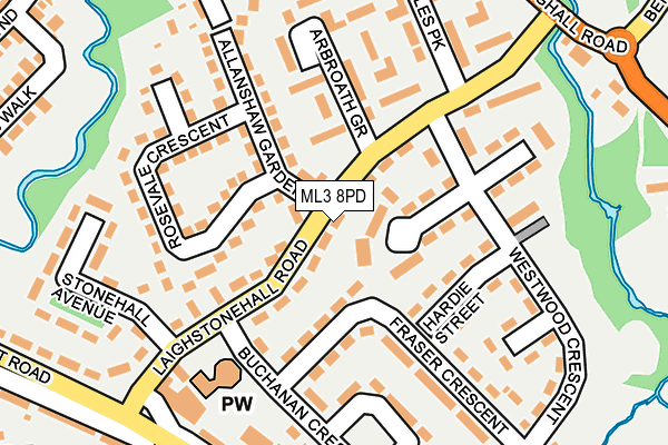 ML3 8PD map - OS OpenMap – Local (Ordnance Survey)