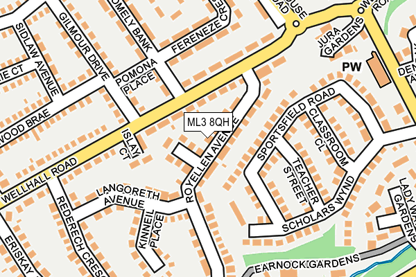ML3 8QH map - OS OpenMap – Local (Ordnance Survey)