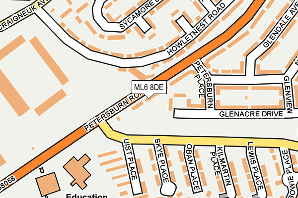 ML6 8DE map - OS OpenMap – Local (Ordnance Survey)