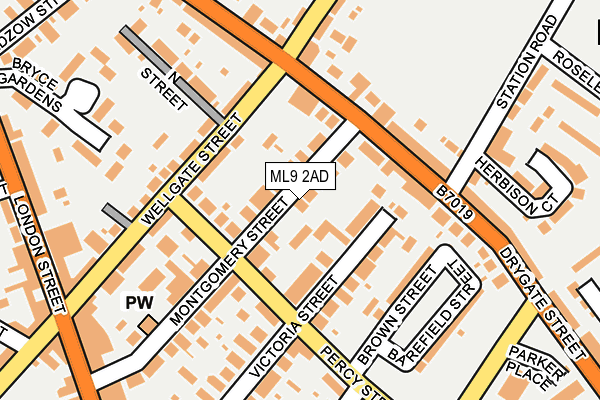 ML9 2AD map - OS OpenMap – Local (Ordnance Survey)