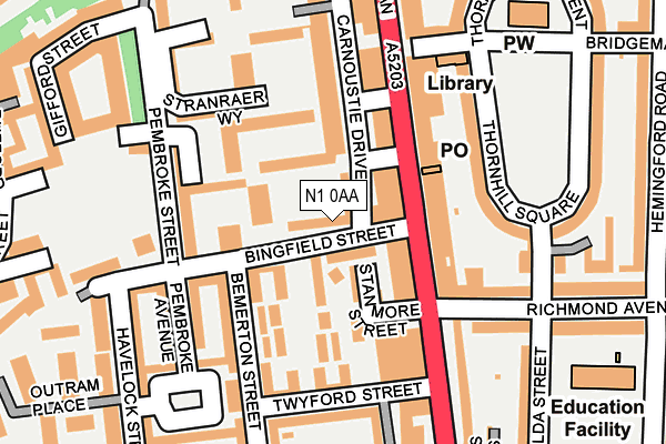 N1 0AA map - OS OpenMap – Local (Ordnance Survey)