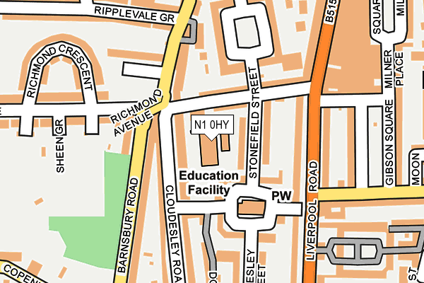 N1 0HY map - OS OpenMap – Local (Ordnance Survey)