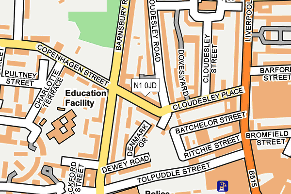 N1 0JD map - OS OpenMap – Local (Ordnance Survey)