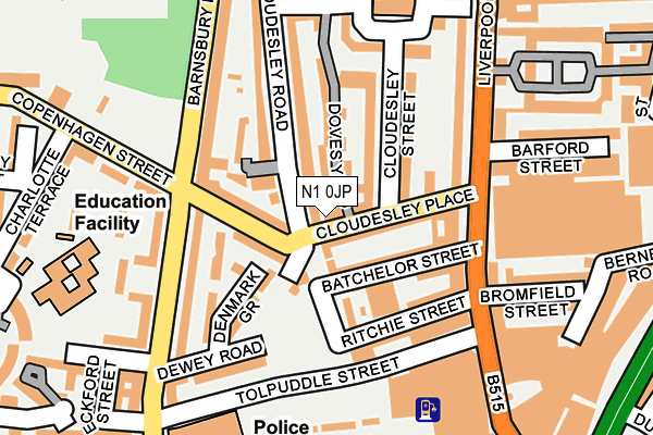 N1 0JP map - OS OpenMap – Local (Ordnance Survey)