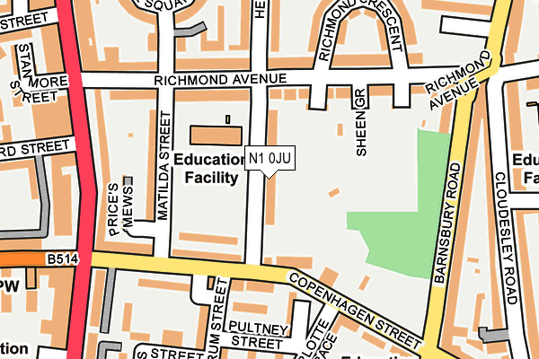N1 0JU map - OS OpenMap – Local (Ordnance Survey)