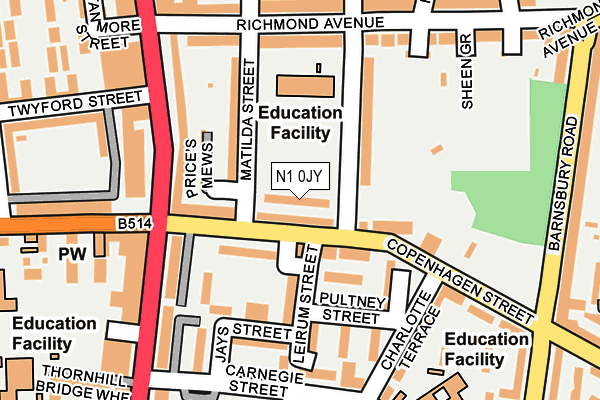 N1 0JY map - OS OpenMap – Local (Ordnance Survey)