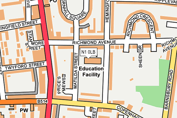 N1 0LB map - OS OpenMap – Local (Ordnance Survey)