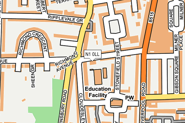 N1 0LL map - OS OpenMap – Local (Ordnance Survey)
