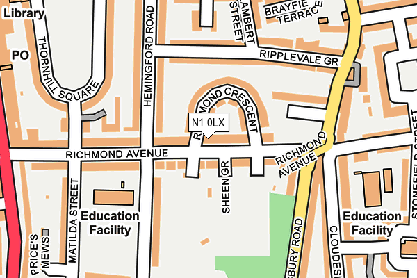 N1 0LX map - OS OpenMap – Local (Ordnance Survey)