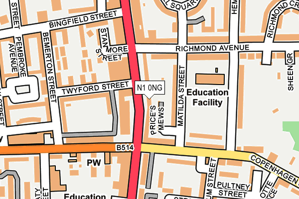 N1 0NG map - OS OpenMap – Local (Ordnance Survey)