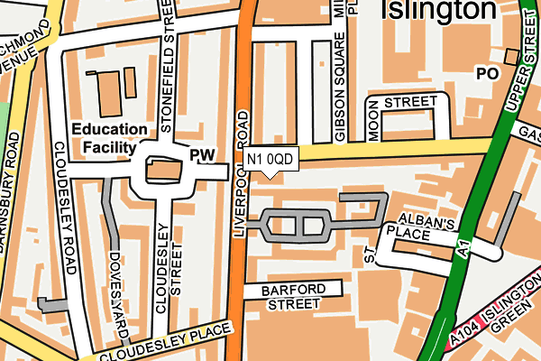 N1 0QD map - OS OpenMap – Local (Ordnance Survey)