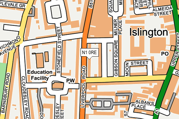 N1 0RE map - OS OpenMap – Local (Ordnance Survey)