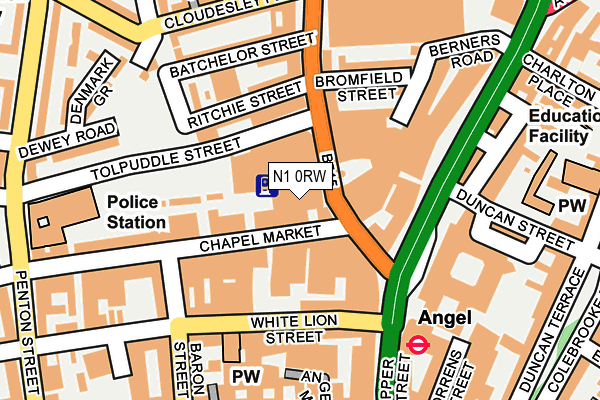 N1 0RW map - OS OpenMap – Local (Ordnance Survey)