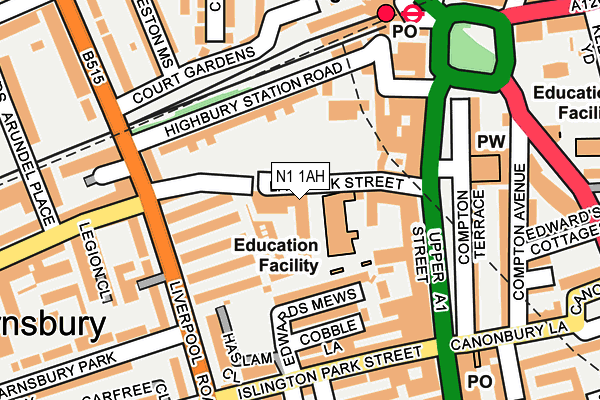 N1 1AH map - OS OpenMap – Local (Ordnance Survey)