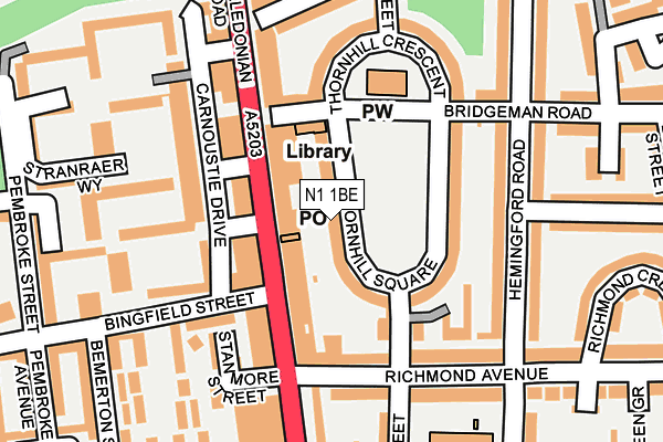 N1 1BE map - OS OpenMap – Local (Ordnance Survey)