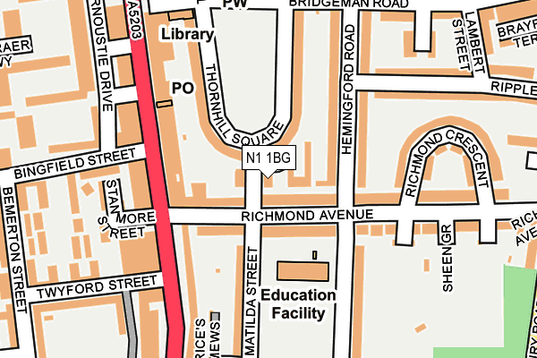 N1 1BG map - OS OpenMap – Local (Ordnance Survey)