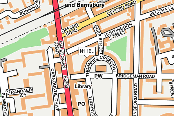 N1 1BL map - OS OpenMap – Local (Ordnance Survey)