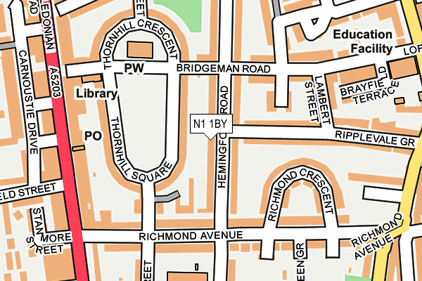 N1 1BY map - OS OpenMap – Local (Ordnance Survey)