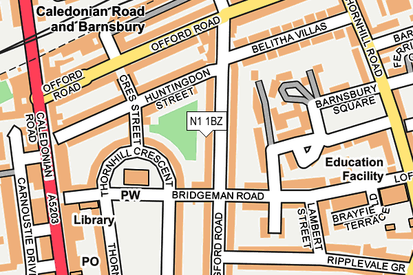 N1 1BZ map - OS OpenMap – Local (Ordnance Survey)