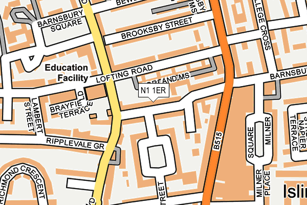 N1 1ER map - OS OpenMap – Local (Ordnance Survey)