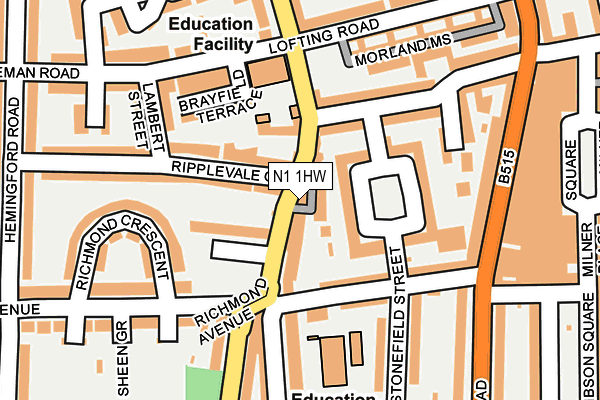 N1 1HW map - OS OpenMap – Local (Ordnance Survey)
