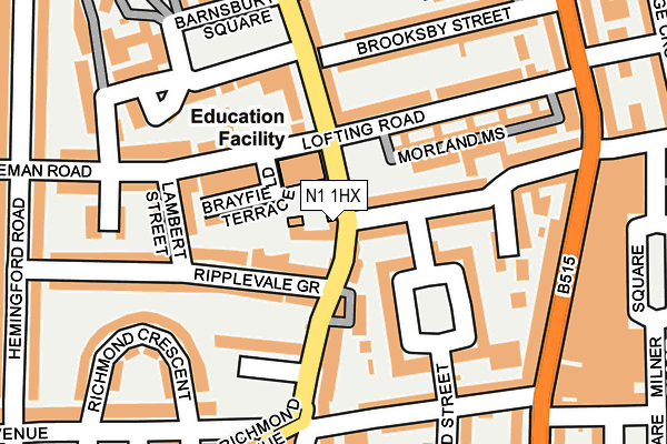 N1 1HX map - OS OpenMap – Local (Ordnance Survey)