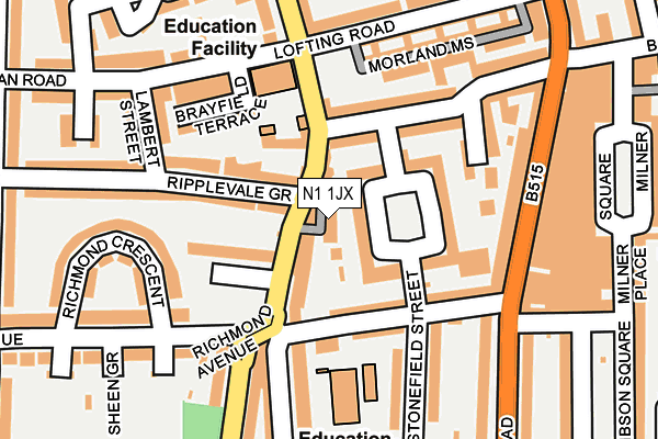 N1 1JX map - OS OpenMap – Local (Ordnance Survey)