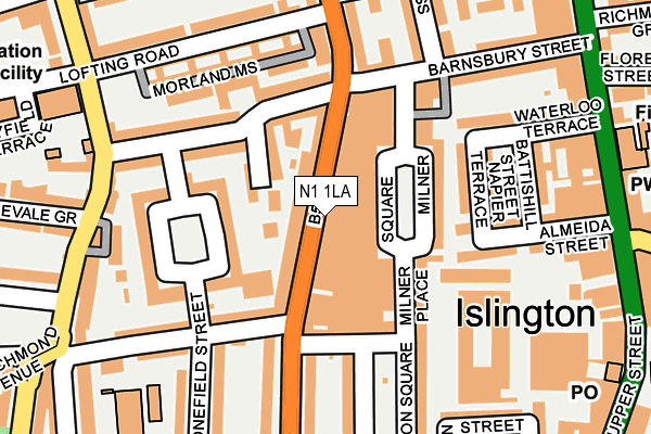 N1 1LA map - OS OpenMap – Local (Ordnance Survey)