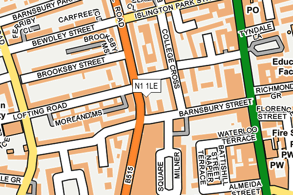 N1 1LE map - OS OpenMap – Local (Ordnance Survey)