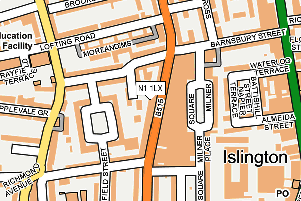 N1 1LX map - OS OpenMap – Local (Ordnance Survey)