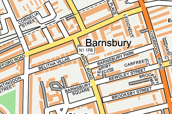 N1 1PB map - OS OpenMap – Local (Ordnance Survey)