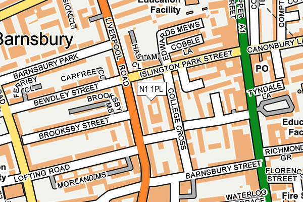 N1 1PL map - OS OpenMap – Local (Ordnance Survey)