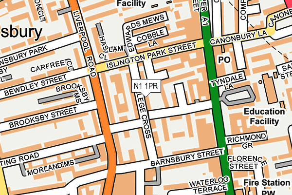 N1 1PR map - OS OpenMap – Local (Ordnance Survey)