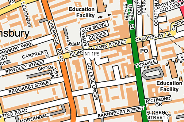 N1 1PS map - OS OpenMap – Local (Ordnance Survey)