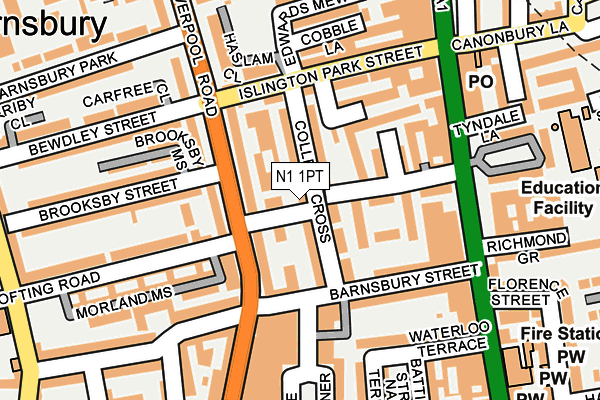 N1 1PT map - OS OpenMap – Local (Ordnance Survey)