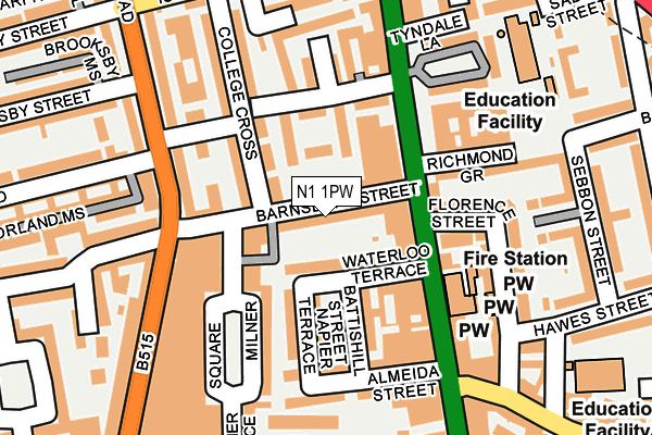 N1 1PW map - OS OpenMap – Local (Ordnance Survey)