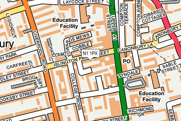 N1 1PX map - OS OpenMap – Local (Ordnance Survey)