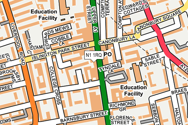 N1 1RQ map - OS OpenMap – Local (Ordnance Survey)