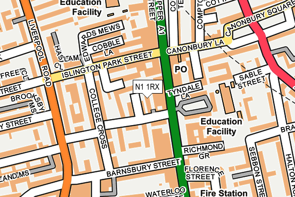 N1 1RX map - OS OpenMap – Local (Ordnance Survey)